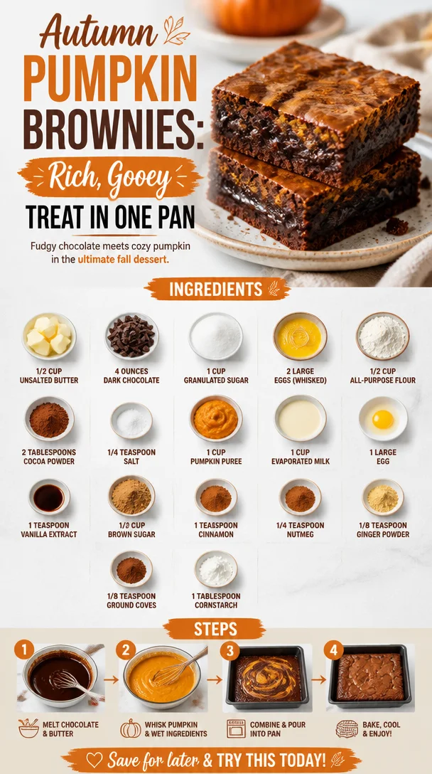 Delicious autumn pumpkin brownies served on a rustic plate