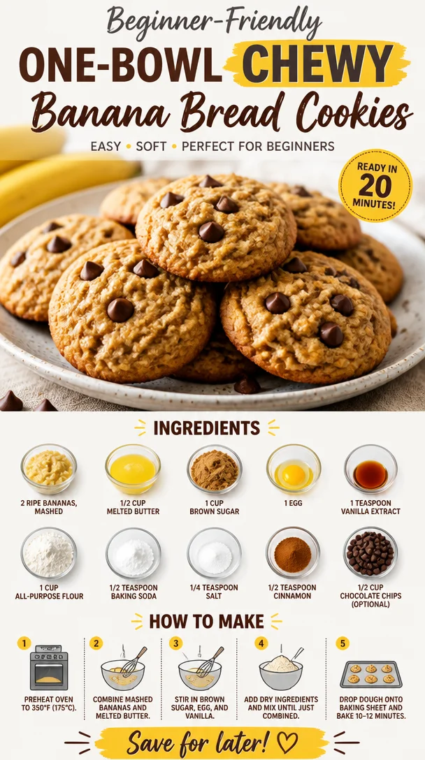 Delicious chewy banana bread cookies freshly baked in one bowl.