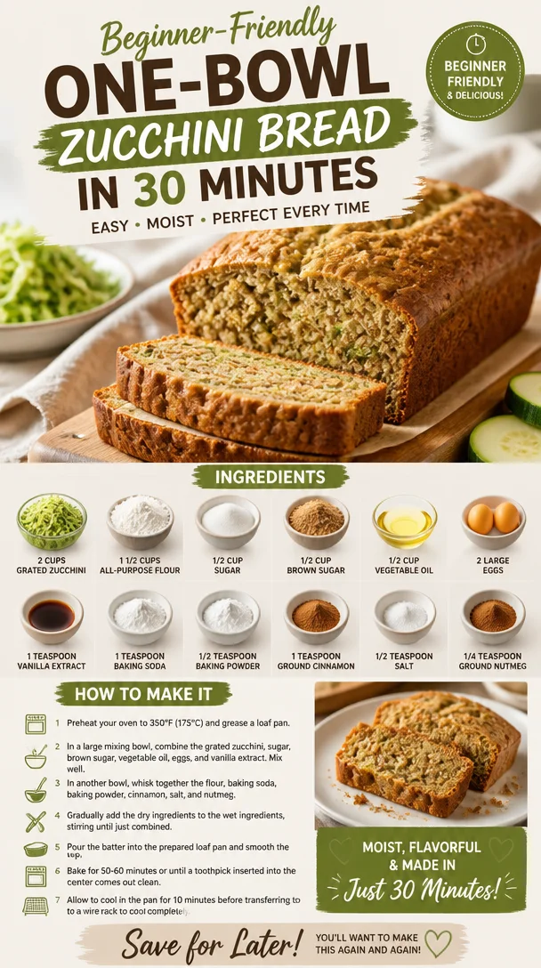 Beginner-friendly zucchini bread baked in a loaf pan