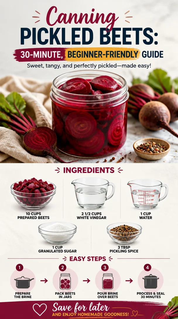 Jar of homemade pickled beets ready for canning