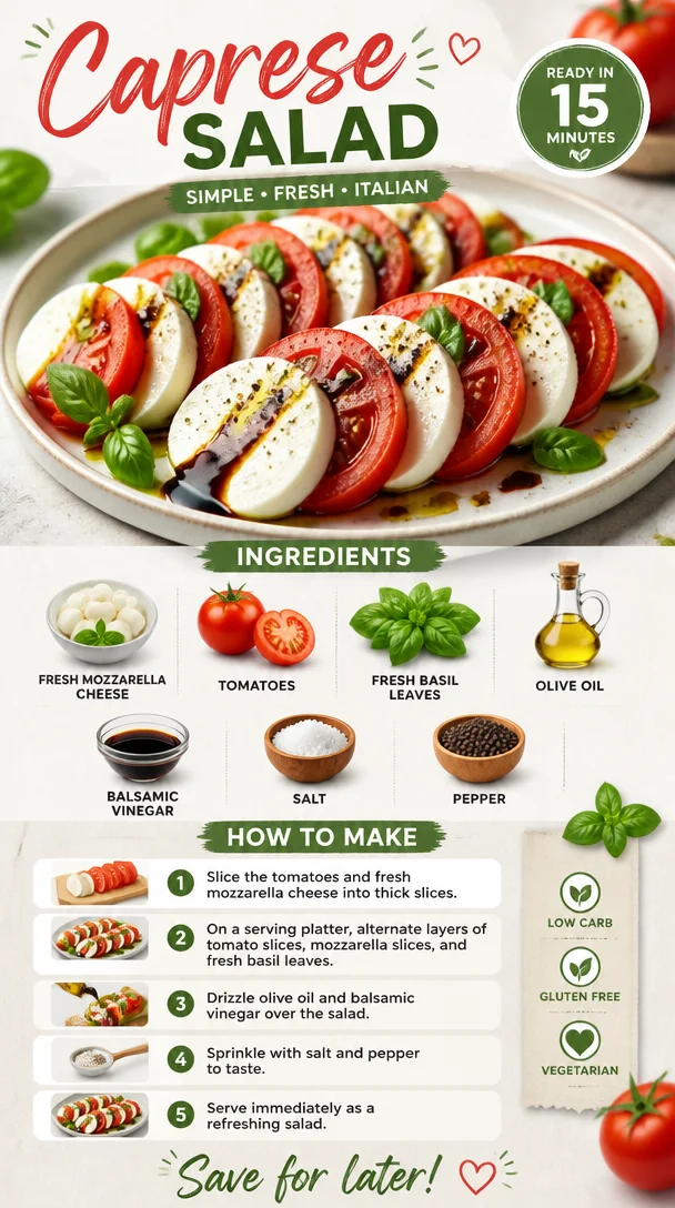 Delicious Caprese Salad with mozzarella, tomatoes, and basil on a plate.