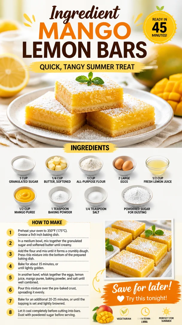 Delicious mango lemon bars topped with vibrant citrus slices and fresh mint.