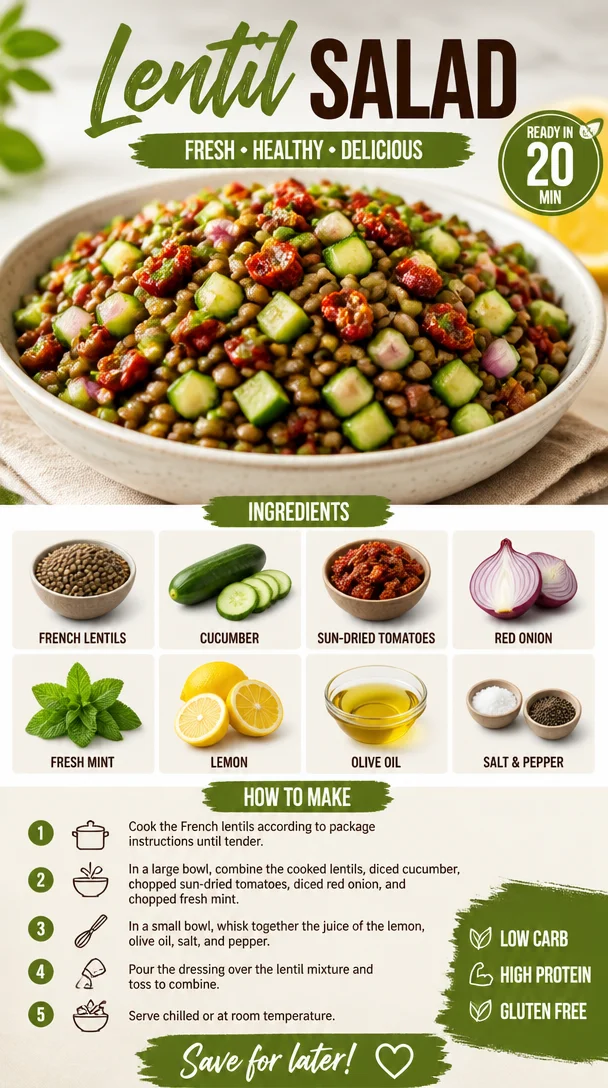 Colorful and nutritious Lentil Salad with fresh vegetables and herbs