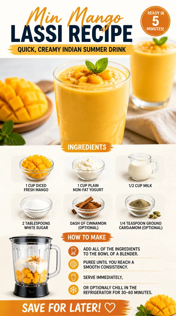 Delicious Mango Lassi served in a glass, a creamy Indian summer drink.