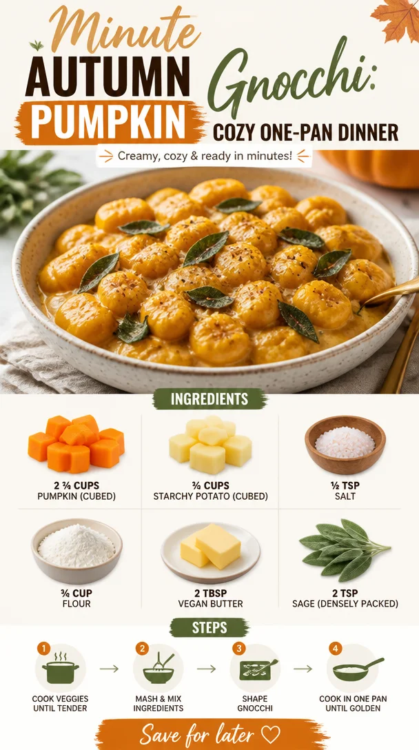 Delicious one-pan autumn pumpkin gnocchi dish garnished with herbs