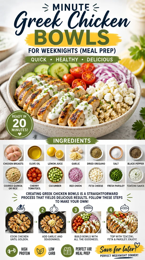 Delicious Greek chicken bowls with fresh ingredients for easy meal prep