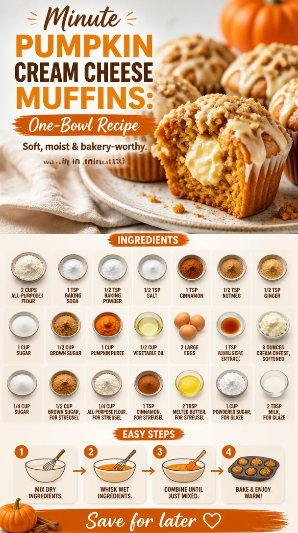 Delicious pumpkin cream cheese muffins fresh out of the oven