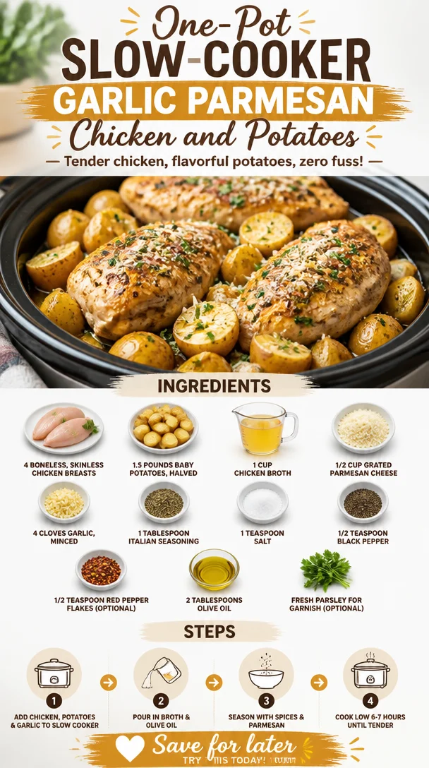 One-Pot Slow-Cooker Garlic Parmesan Chicken with Potatoes