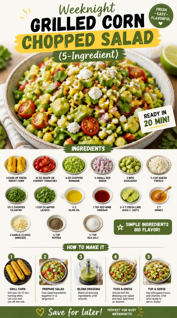 Weeknight grilled corn chopped salad with fresh ingredients