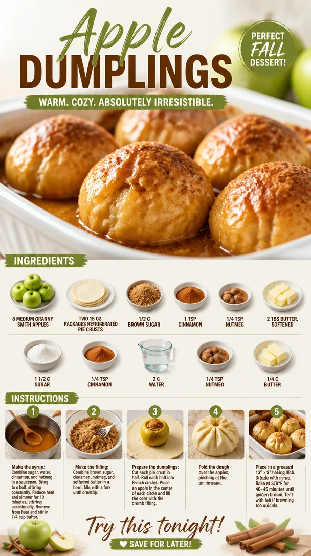 Homemade apple dumplings served with cinnamon and caramel sauce