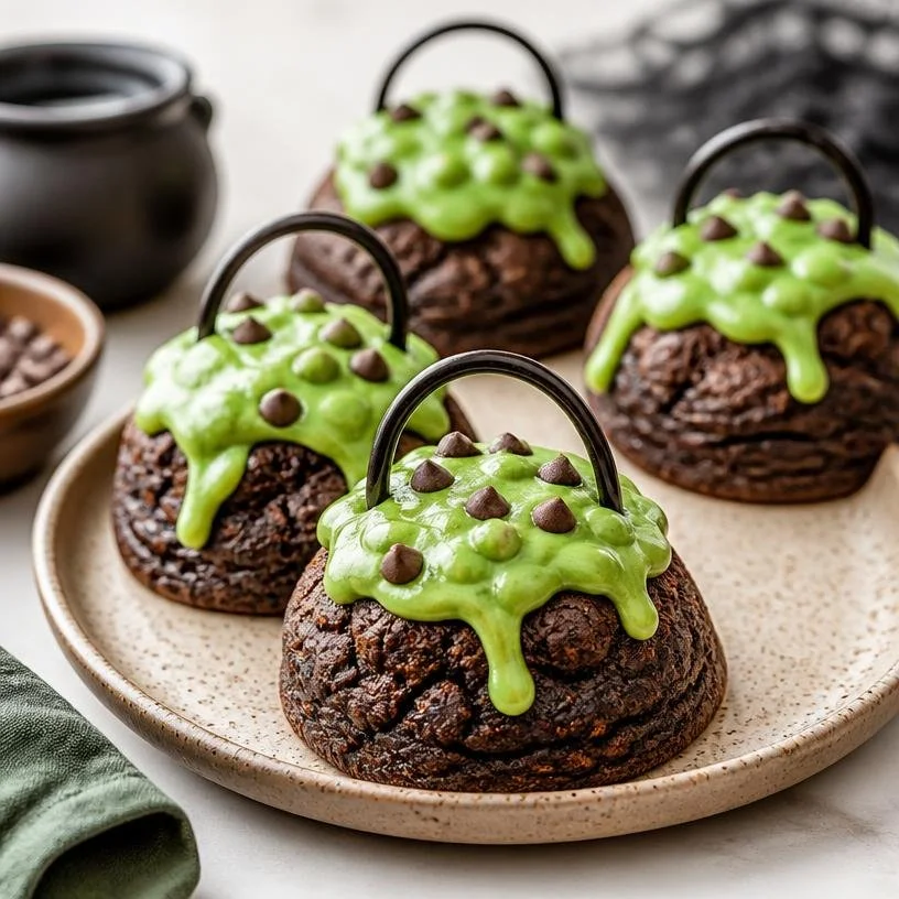 Delicious Cauldron Cookies decorated for Halloween festivities