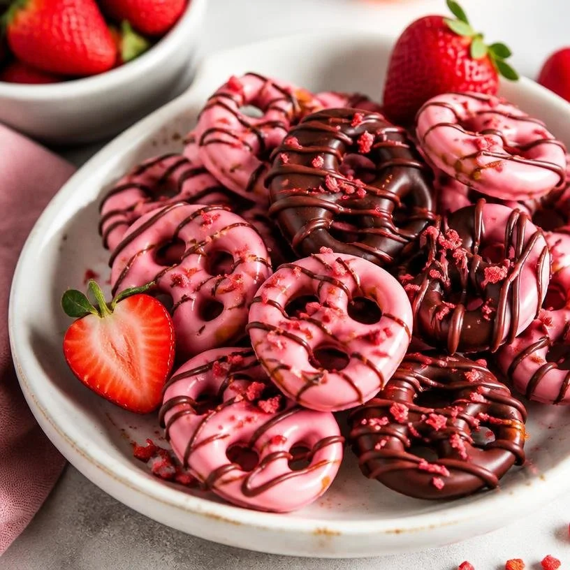Chocolate covered strawberry yogurt pretzels - a delicious and sweet snack