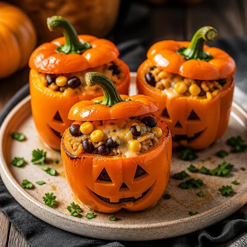 Creative Halloween Jack-O'-Lantern Peppers for festive decorations and snacks