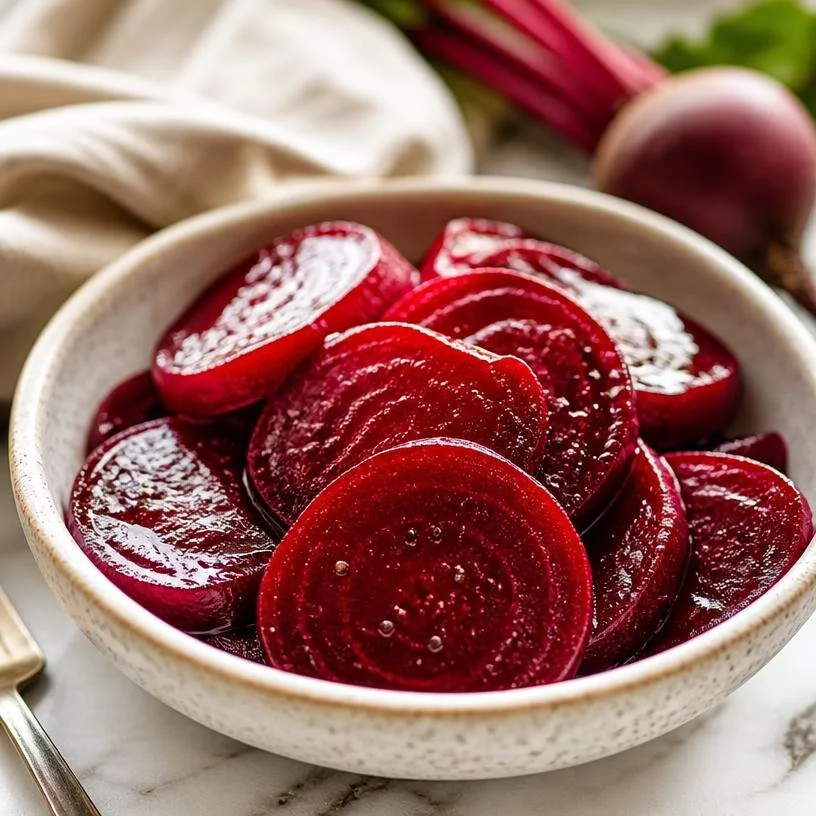 Delicious Harvard beets served as a quick, budget-friendly side dish