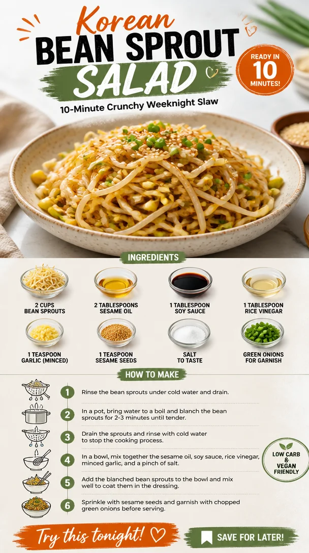 Delicious Korean Bean Sprout Salad served in a bowl with fresh ingredients