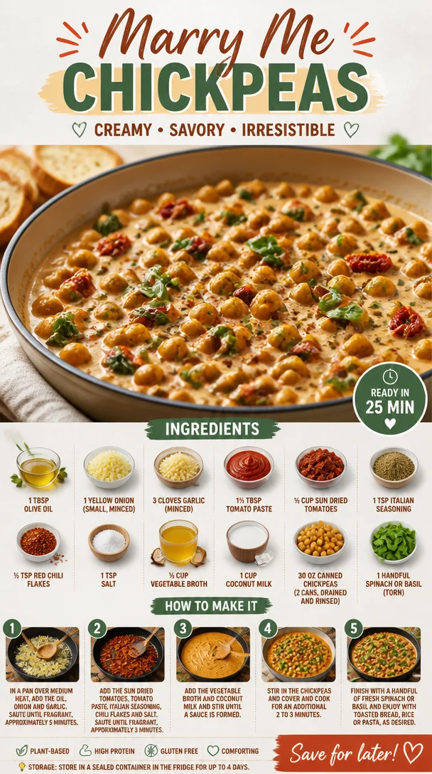 Delicious Marry Me Chickpeas served in a bowl with fresh herbs