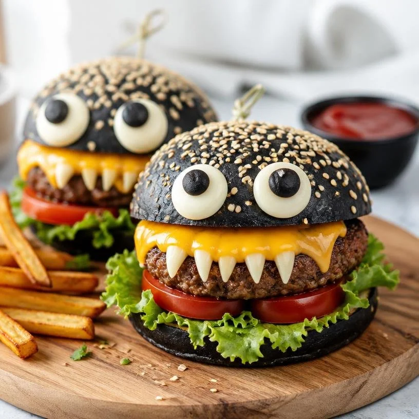Halloween Monster Burgers for a festive Fiesta Friday gathering