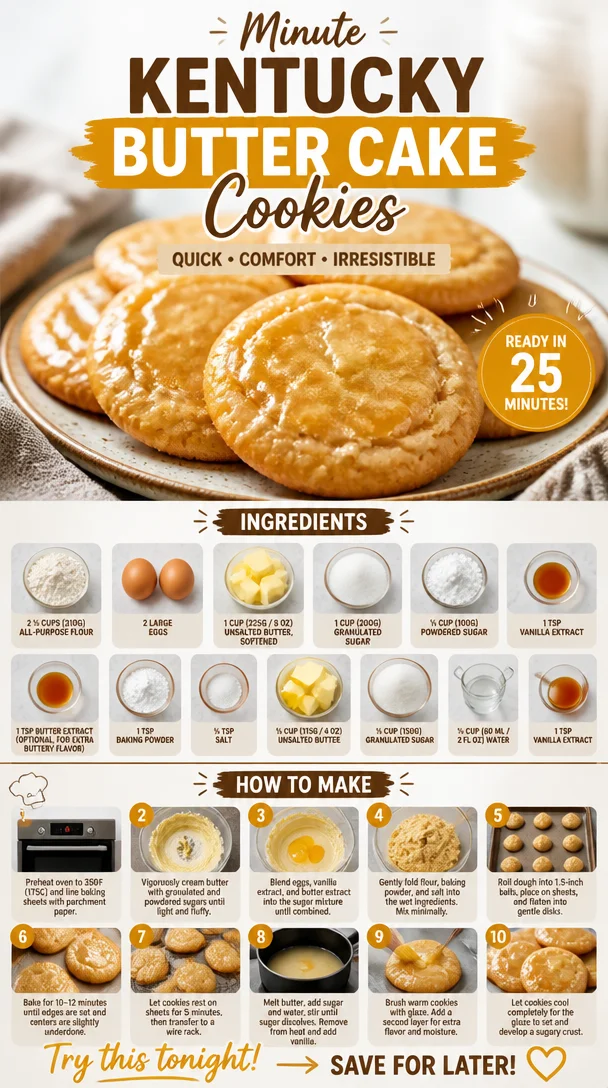 Delicious Minute Kentucky Butter Cake Cookies freshly baked on a plate