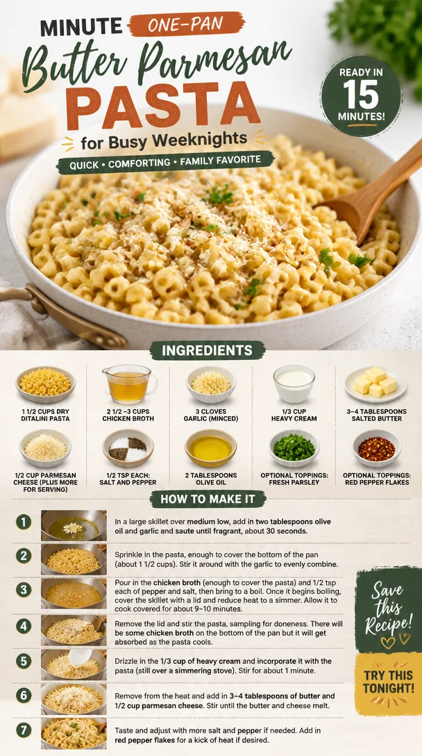 Delicious one-pan butter parmesan pasta ready in minutes for busy weeknights.