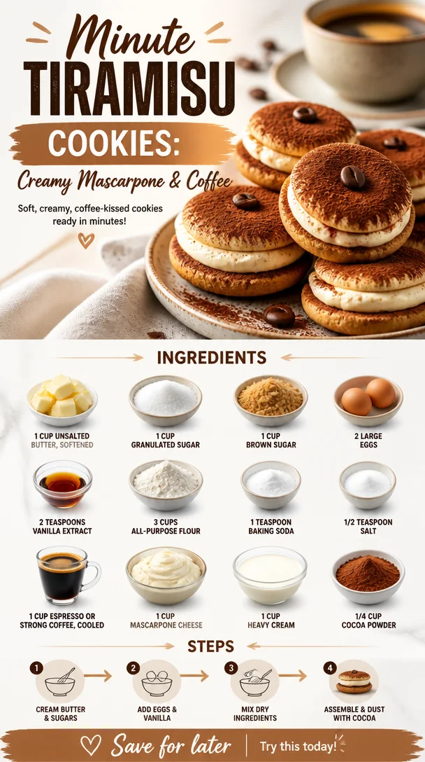 Minute Tiramisu Cookies with creamy mascarpone and coffee flavor