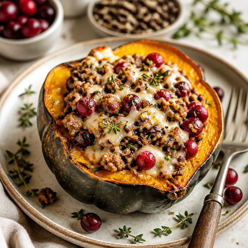 One-Pan 30-Minute Stuffed Acorn Squash with colorful vegetables