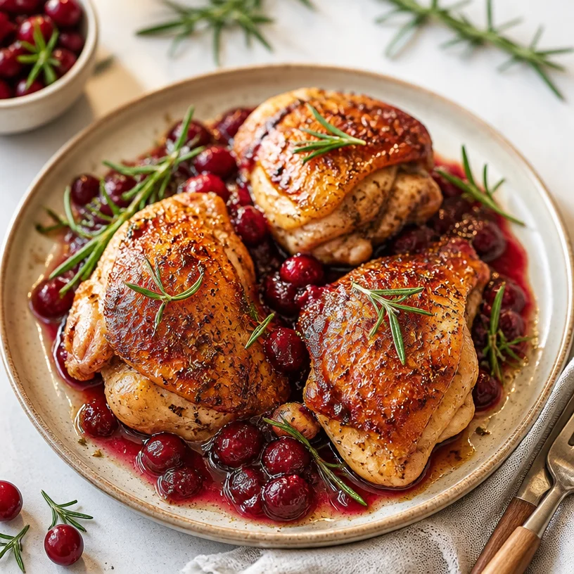 Delicious one-pan cranberry chicken served on a plate, perfect for quick dinners.