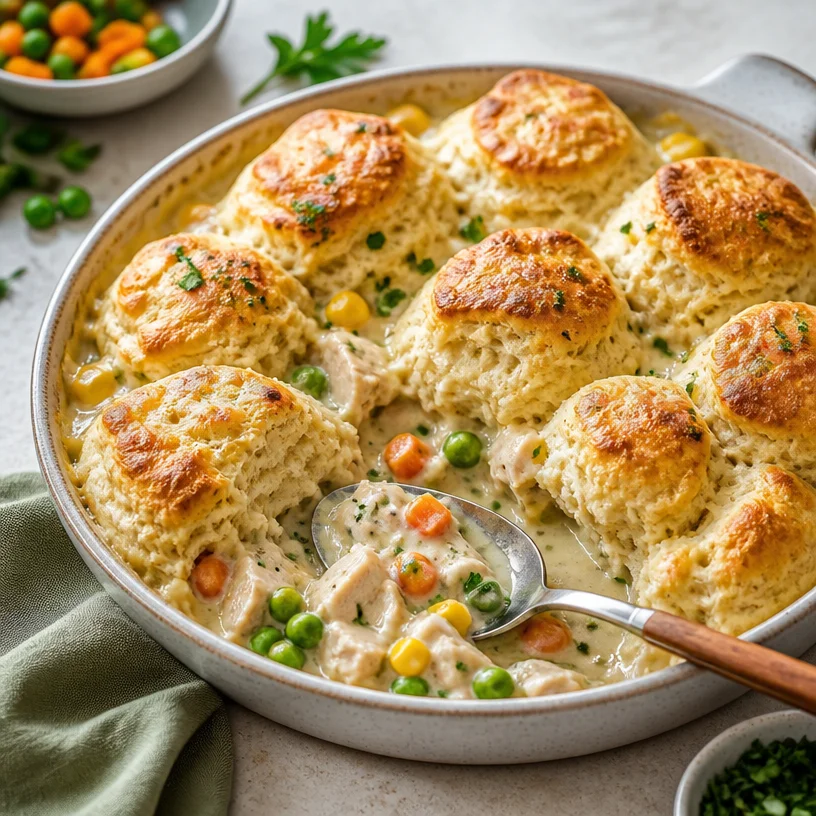 One-pan creamy chicken pot pie bake ready in 45 minutes