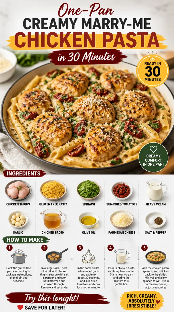 One-Pan Creamy Marry-Me Chicken Pasta dish served in a bowl