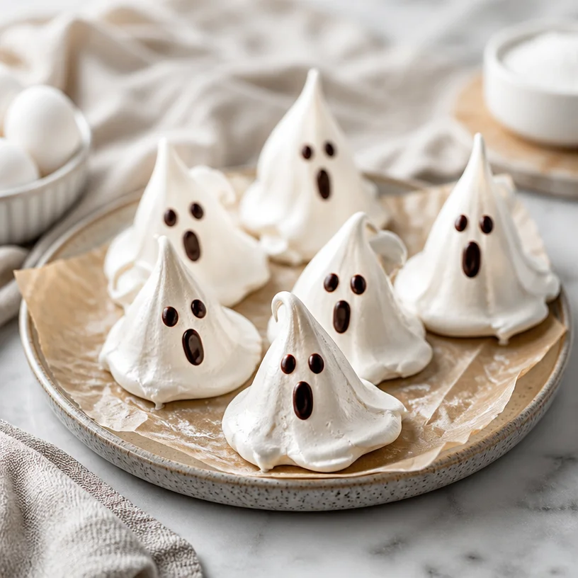 Spooky Ghost Meringues for Halloween dessert
