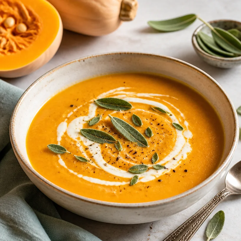 Creamy butternut squash soup served in a bowl for a quick weeknight meal