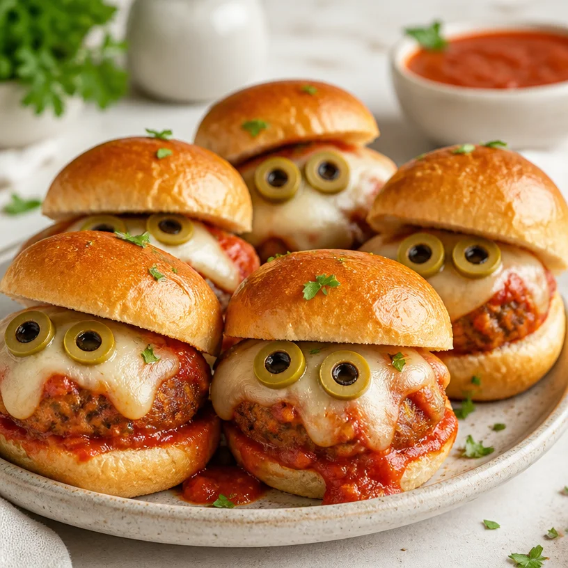 Crispy meatball sliders served on a plate, perfect for busy weeknights