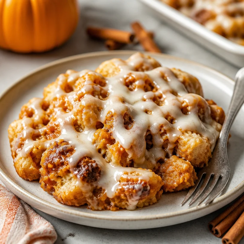 Delicious minute pumpkin cinnamon roll dump cake for quick and easy dessert.
