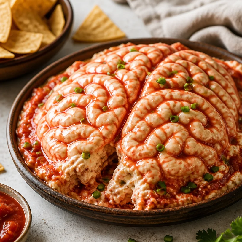 Halloween Zombie Brain Dip - a spooky and gooey party appetizer