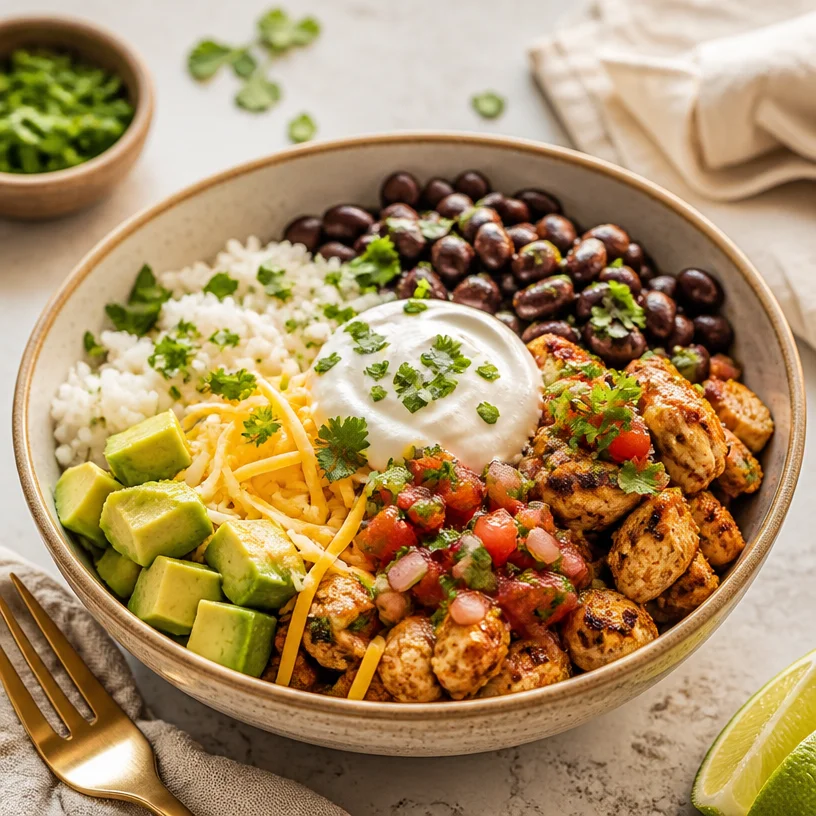 Delicious one-pan chicken taco bowl for a quick weeknight dinner