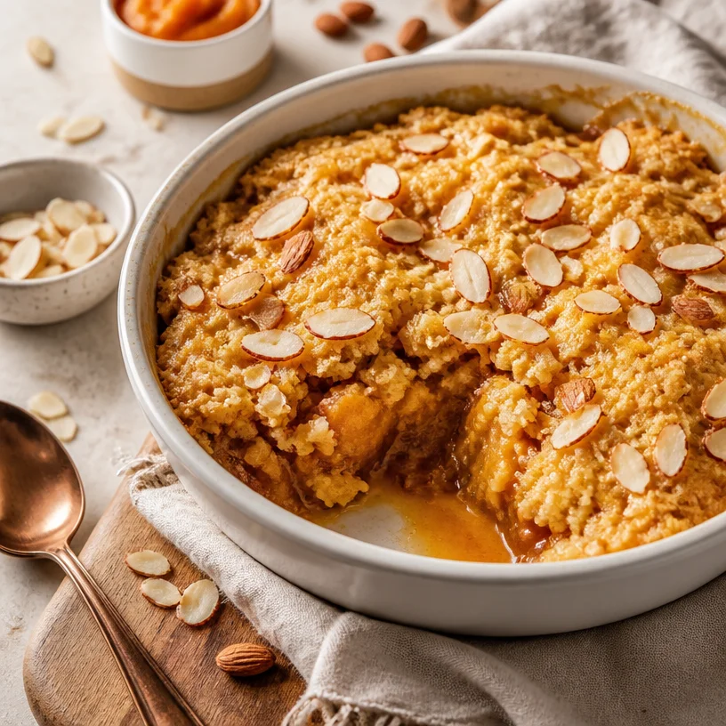 One-Pan Pumpkin Almond Amaretto Dump Cake for easy fall baking
