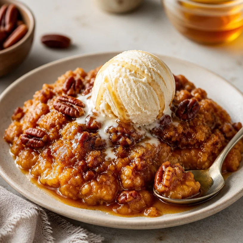 One-Pan Pumpkin Maple Pecan Dump Cake ready in 30 minutes