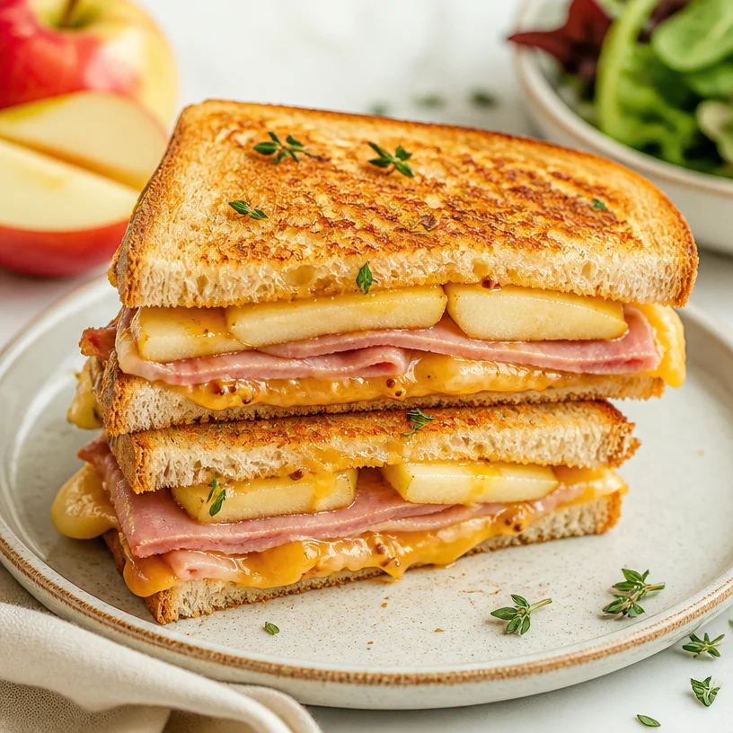 Sweet-Savory ham and apple sandwich for a quick lunch