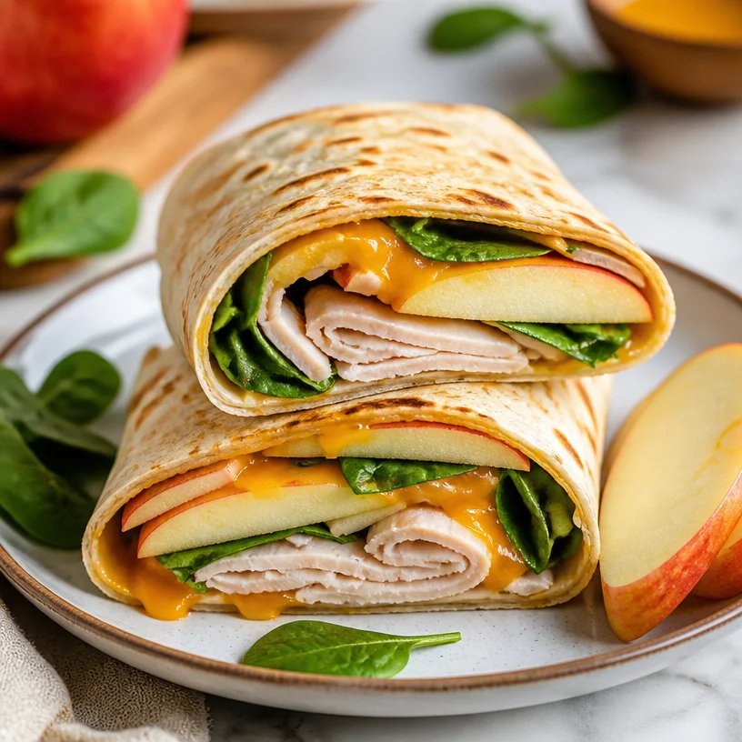 Turkey Apple Wrap with fresh ingredients and healthy filling