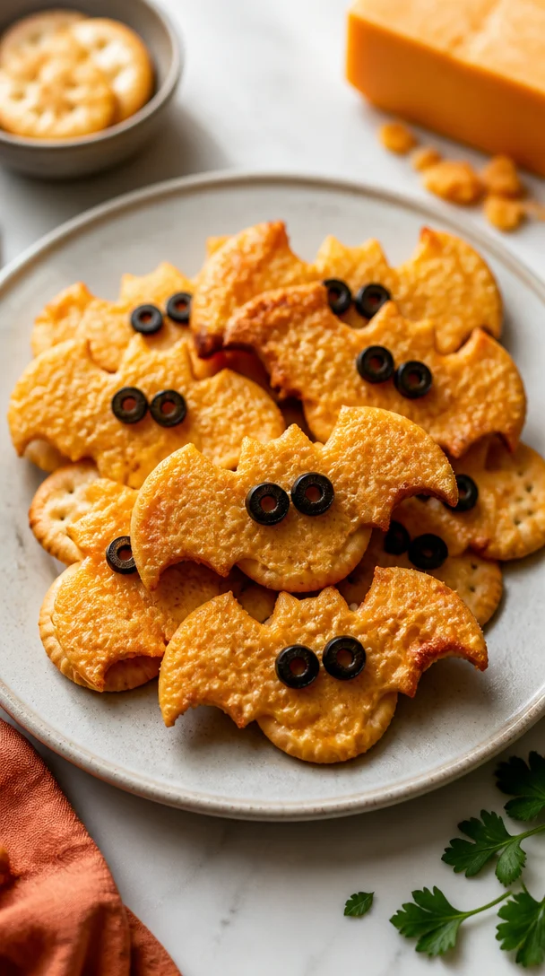 Halloween Bat-Cheese Crackers - a quick and crispy snack for spooky festivities